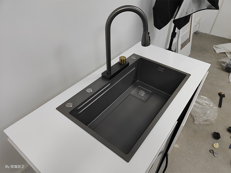Gun Grey Countertop Double-Stage Single Basin