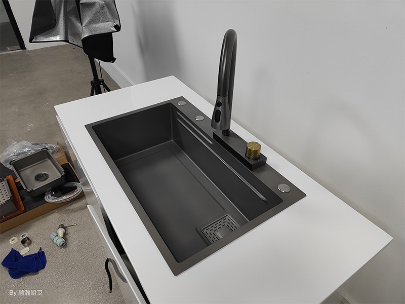 Gun Grey Countertop Double-Stage Single Basin