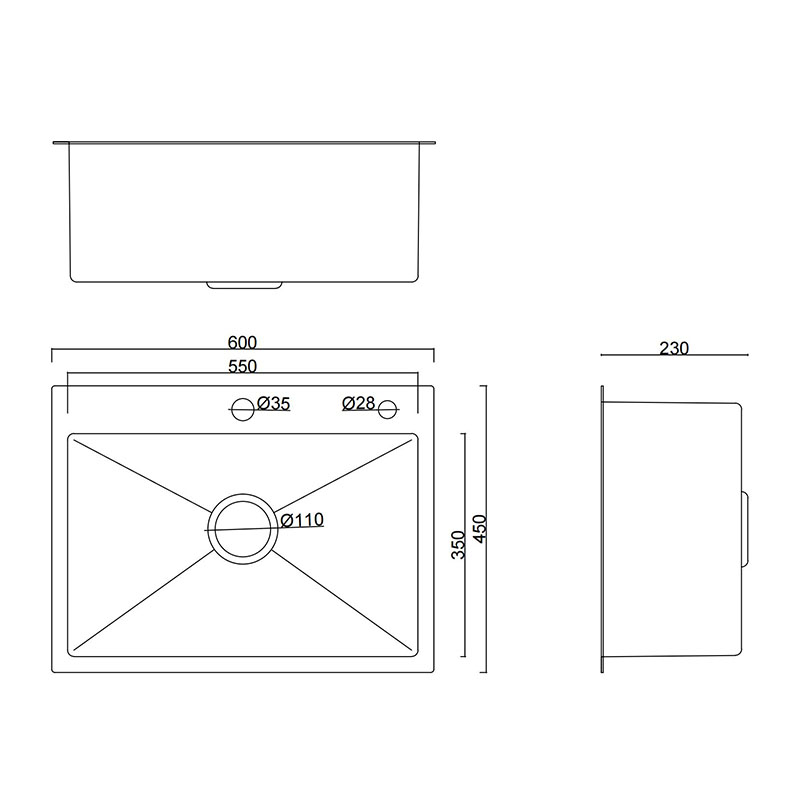 Customisable Stainless Steel Single Basin Sink