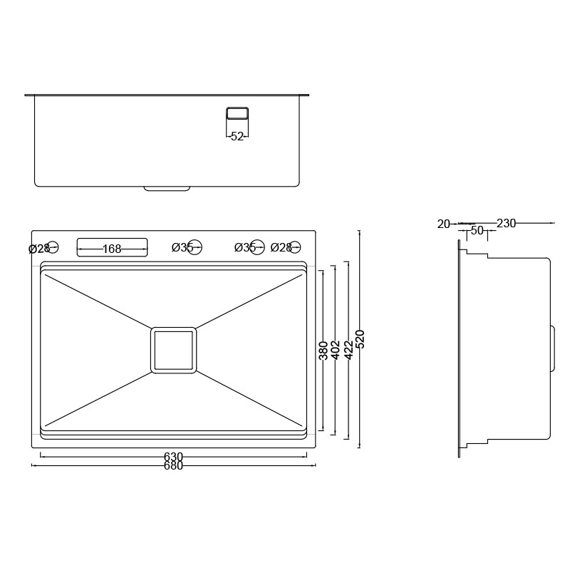 Top Mount Prep Sink