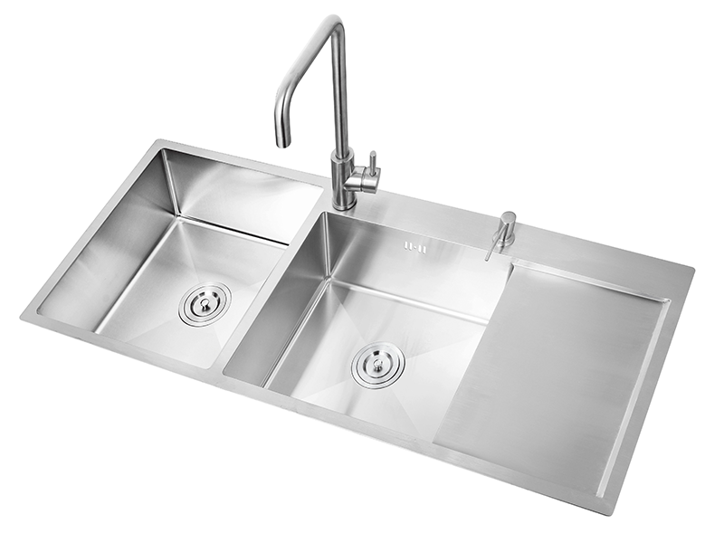 double basin stainless steel with plate sink